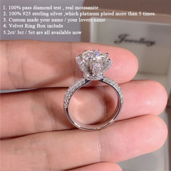 Moissanite/white Gold wedding/engagement ring 3-5ct
